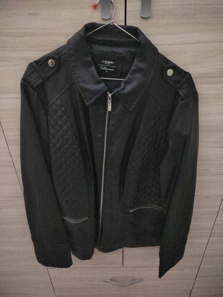 Siyah Deri Biker Ceket - Görsel 3