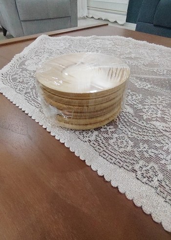 Bej Ahşap Tabak Seti - Görsel 2