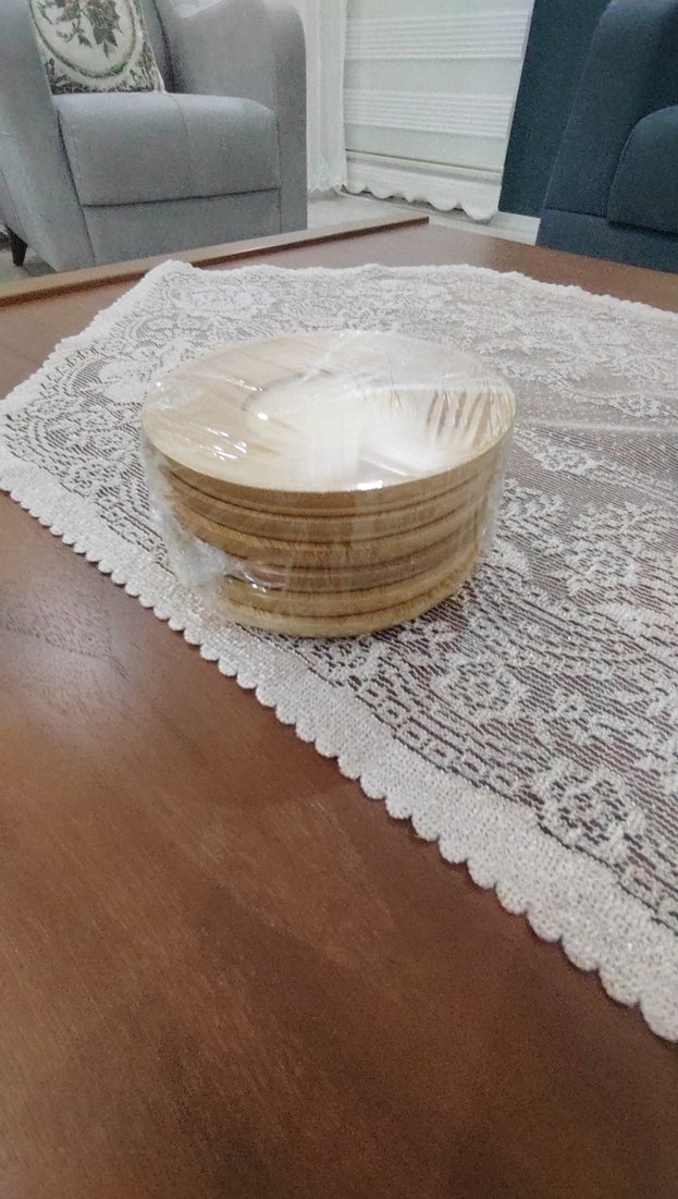 Bej Ahşap Tabak Seti - Görsel 2