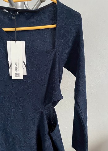 Zara Siyah V Yakalı Uzun Triko Elbise - Görsel 5