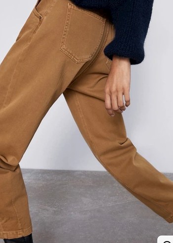 Zara Kadın Hardal Baggy Jean - Görsel 3