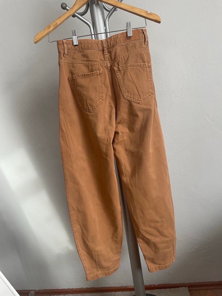 Zara Kadın Hardal Baggy Jean - Görsel 5