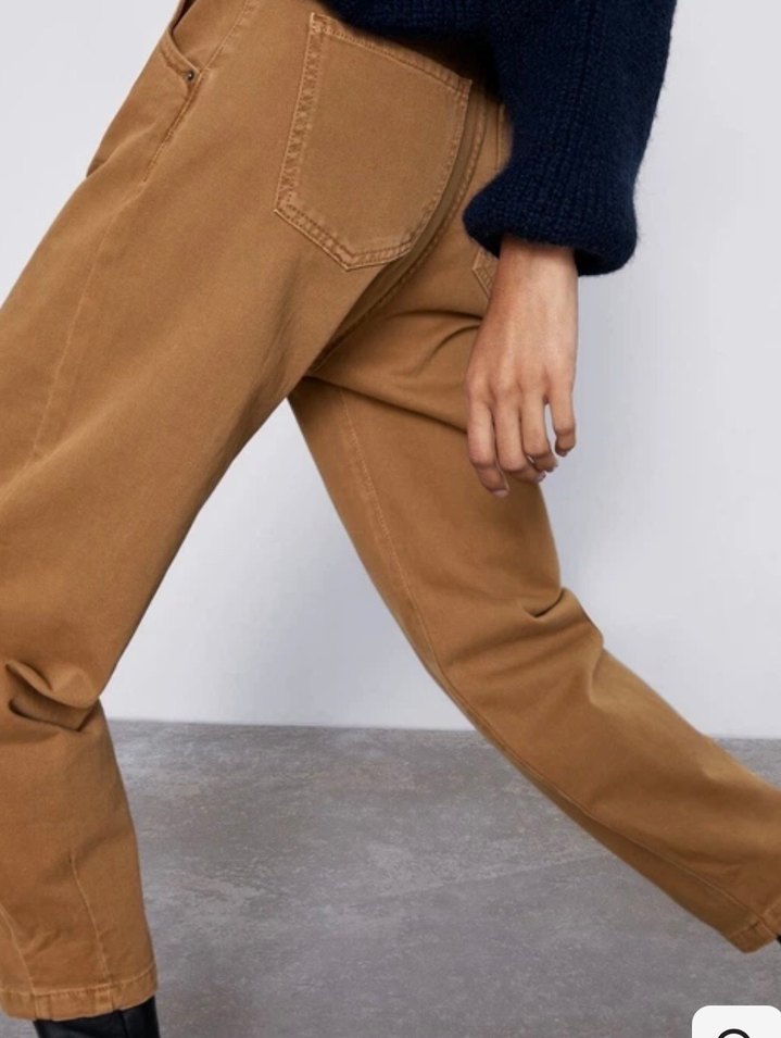 Zara Kadın Hardal Baggy Jean - Görsel 3