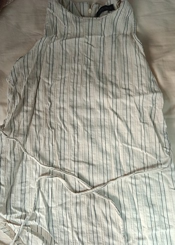 Bej Çizgili belden bağlamalı bluz - Görsel 2