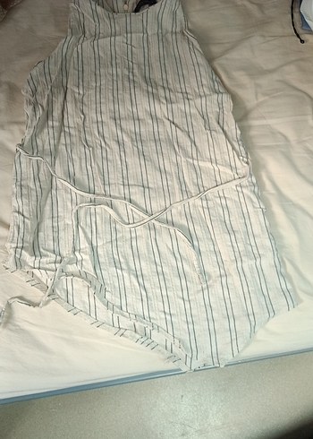 Bej Çizgili belden bağlamalı bluz - Görsel 3