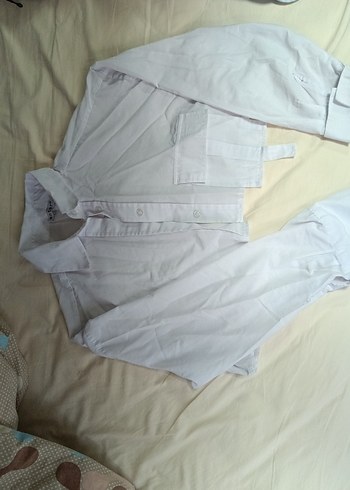 Beyaz crop  Kadın Gömlek - Görsel 3