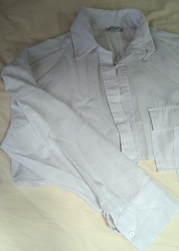 Beyaz crop  Kadın Gömlek - Görsel 5