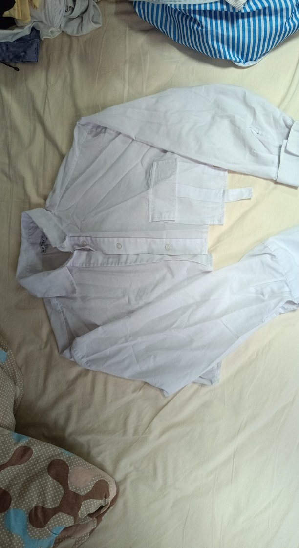 Beyaz crop  Kadın Gömlek - Görsel 3