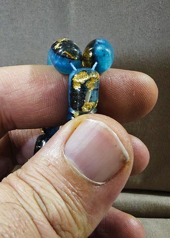 Turkuaz renkli yenilebilir altın parçacıklı Uçak camı tesbih - Görsel 5