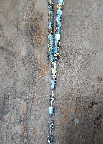 Turkuaz renkli yenilebilir altın parçacıklı Uçak camı tesbih - Görsel 7