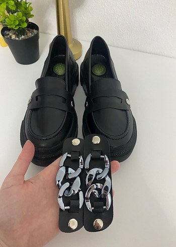 Tokalı Siyah Kadın Loafer - Görsel 4