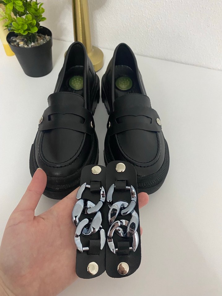 Tokalı Siyah Kadın Loafer - Görsel 4