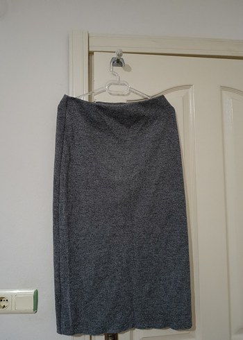 Gri Drapeli Midi Kadın Etek - Görsel 3