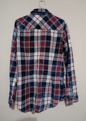 Unisex Çok Renkli Uzun Kollu Ekose Gömlek - Görsel 5