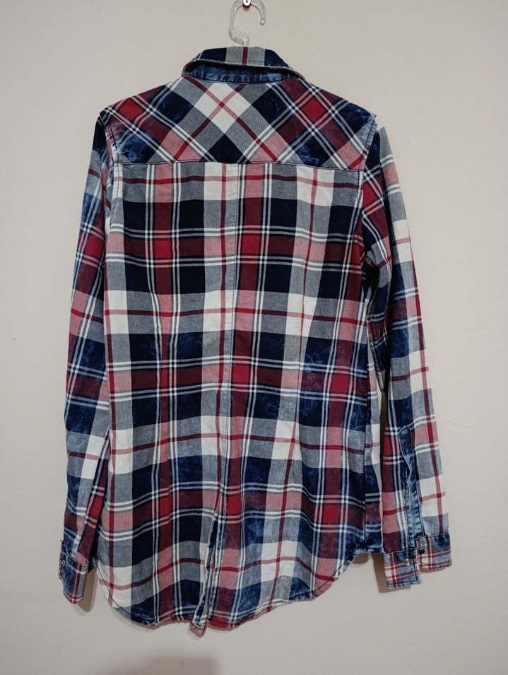 Unisex Çok Renkli Uzun Kollu Ekose Gömlek - Görsel 5