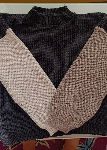 Renk Bloklu Kadın Triko Kazak - Görsel 5