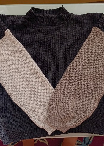 Renk Bloklu Kadın Triko Kazak - Görsel 4