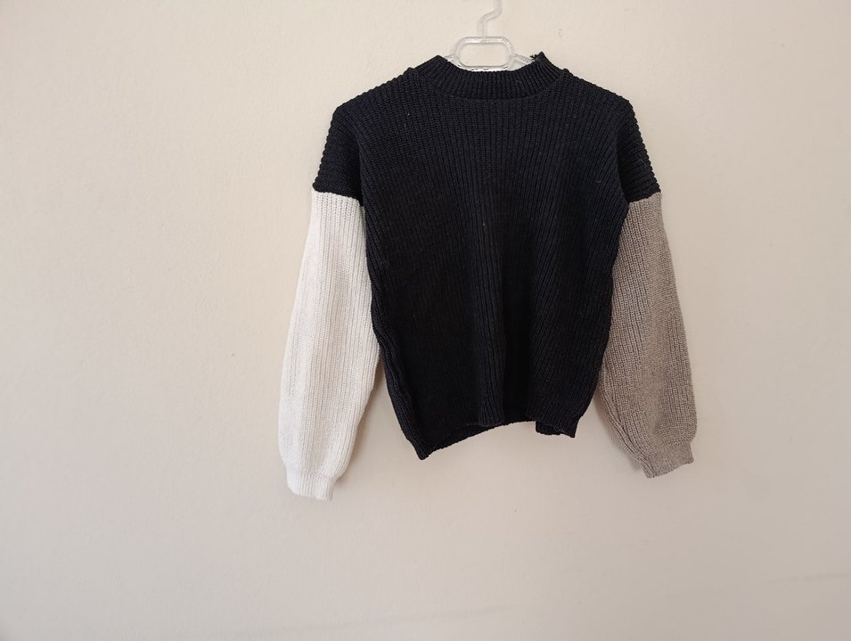 Renk Bloklu Kadın Triko Kazak - Görsel 3