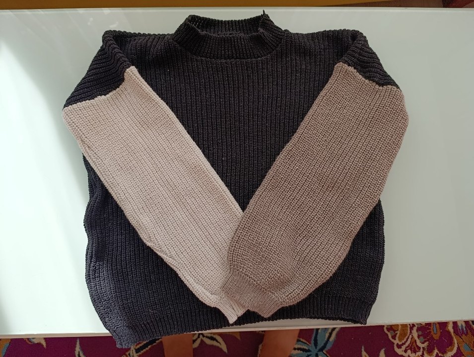 Renk Bloklu Kadın Triko Kazak - Görsel 5