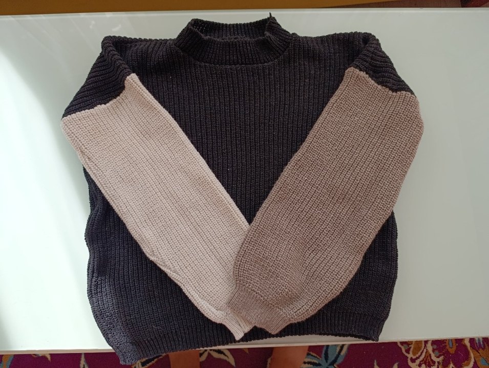 Renk Bloklu Kadın Triko Kazak - Görsel 4