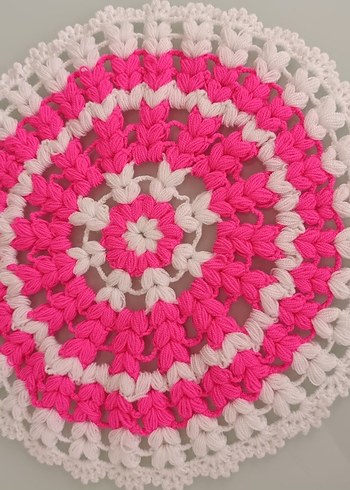 Pembe Beyaz Bohem Örgü lif - Görsel 3