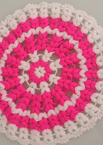 Pembe Beyaz Bohem Örgü lif - Görsel 2