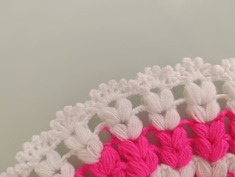 Pembe Beyaz Bohem Örgü lif - Görsel 4