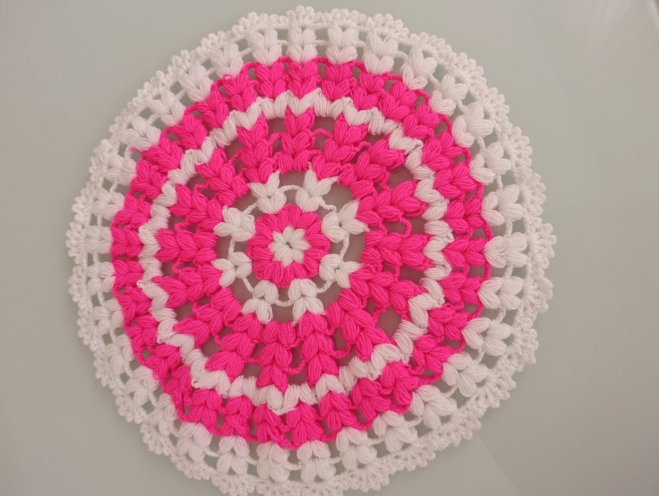 Pembe Beyaz Bohem Örgü lif - Görsel 2