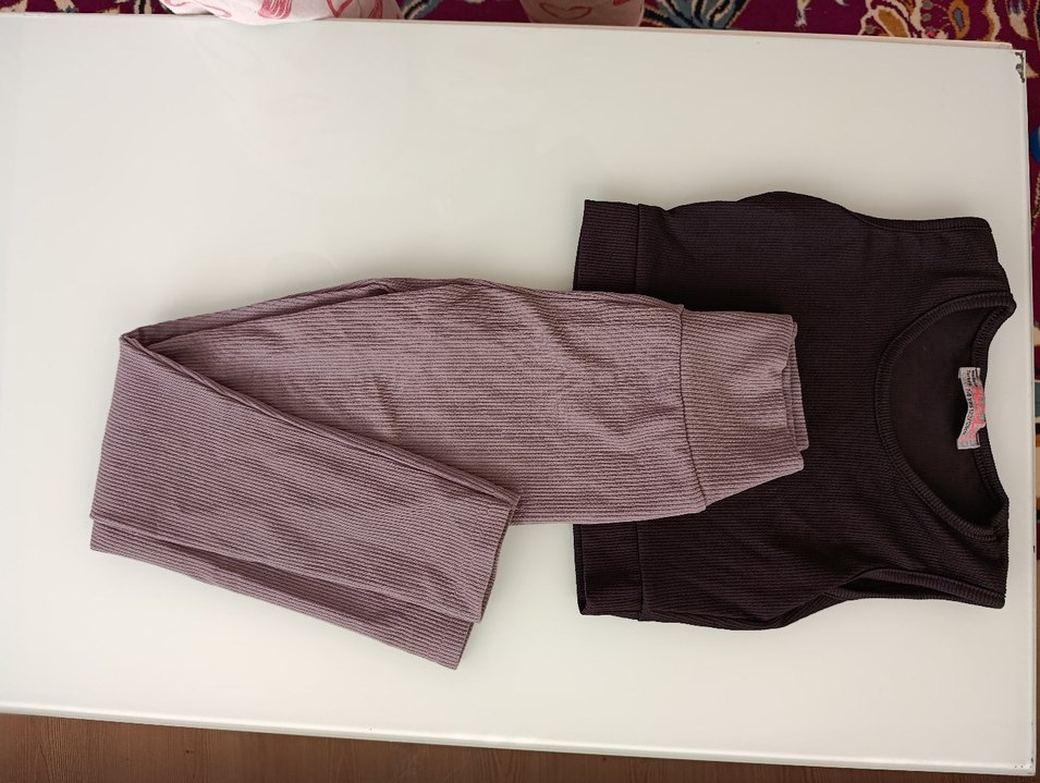 7-8 yaş gri çocuk fitilli tayt+crop Sokak Stili - Görsel 2