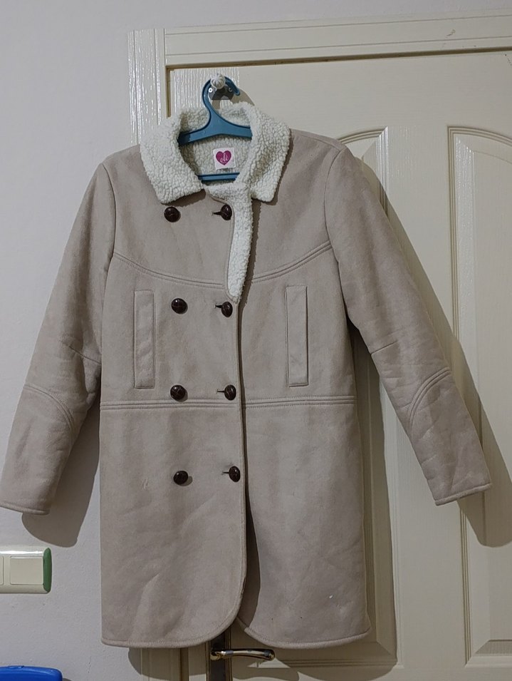 Bej Süet Düğmeli Kadın Ceket - Görsel 3