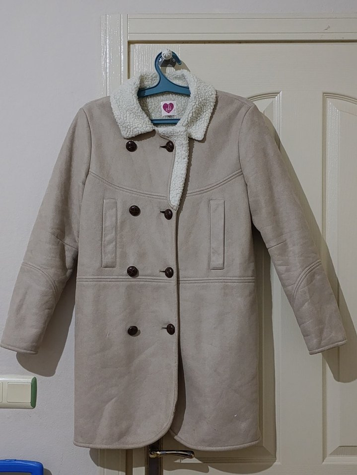 Bej Süet Düğmeli Kadın Ceket - Görsel 2