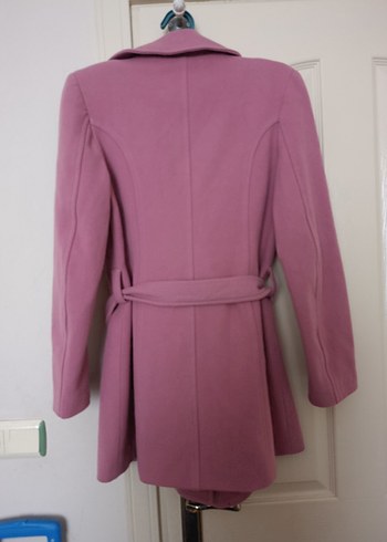 Vatkalı Pembe Midi Kadın Kaban - Görsel 5