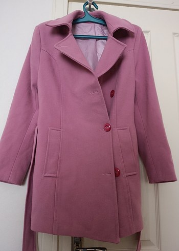 Vatkalı Pembe Midi Kadın Kaban - Görsel 2