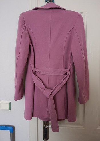 Vatkalı Pembe Midi Kadın Kaban - Görsel 7