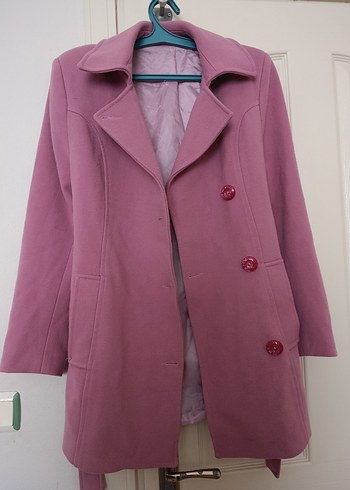 Vatkalı Pembe Midi Kadın Kaban - Görsel 3