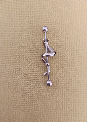 Boncuklu Siyah Gotik Köprü Industrial Piercing - Görsel 3