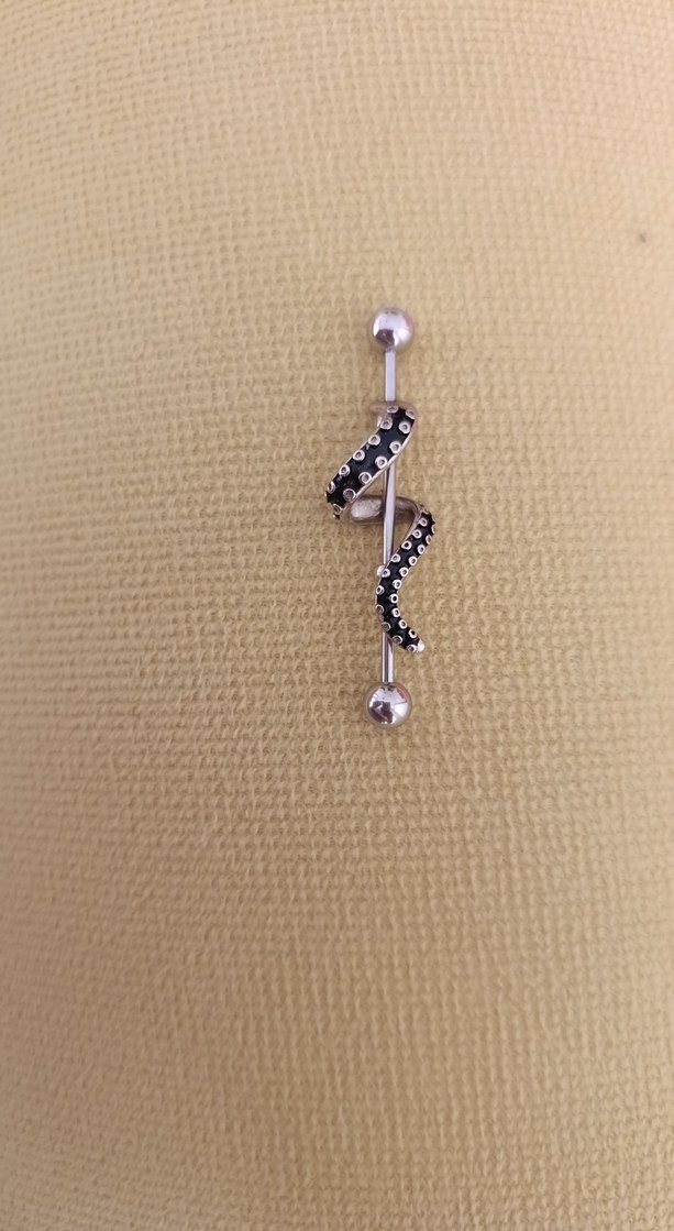 Boncuklu Siyah Gotik Köprü Industrial Piercing - Görsel 2