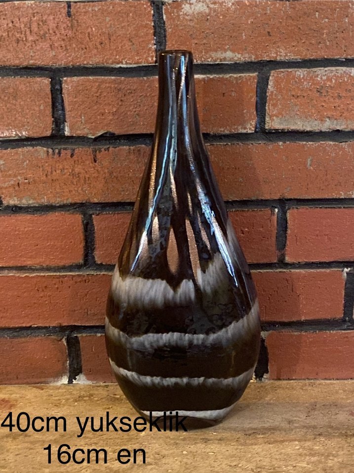 Koyu Kahverengi Yeni Murano Vazo - Görsel 2