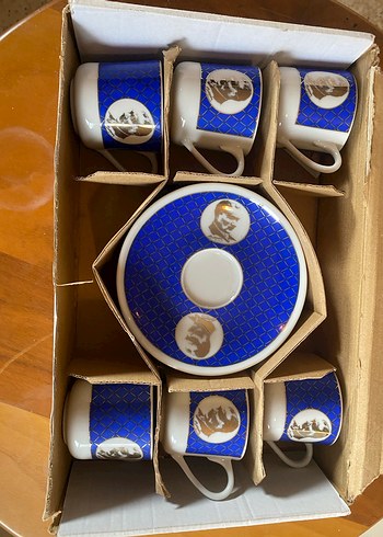 Mavi Desenli 6'lı Atatürk Fincanı Seti - Görsel 2