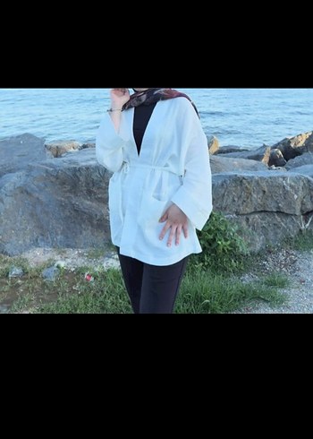 Beyaz Midi Bohem Salaş Kadın Sabahlık - Görsel 3