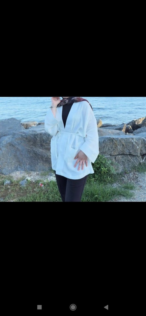 Beyaz Midi Bohem Salaş Kadın Sabahlık - Görsel 3