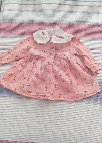 Pembe Kız Çocuk Fırfırlı Keten Elbise - Görsel 3