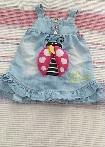 Kız Çocuk Renkli Denim Elbise - Görsel 3