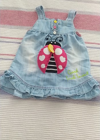 Kız Çocuk Renkli Denim Elbise - Görsel 4