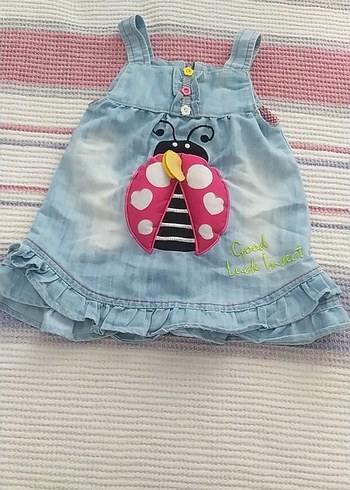 Kız Çocuk Renkli Denim Elbise - Görsel 2