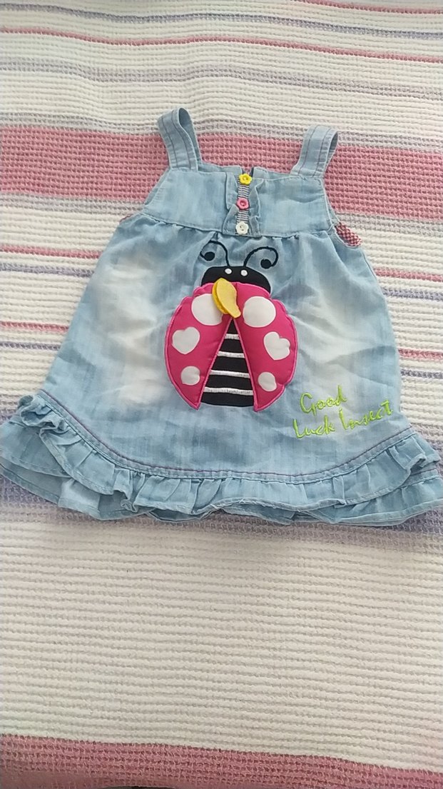 Kız Çocuk Renkli Denim Elbise - Görsel 4