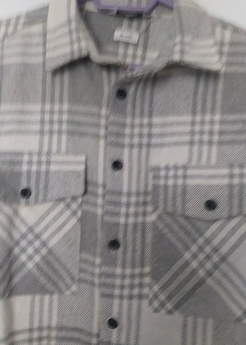 Gri Ekose Desenli Düğmeli erkek gömlek - Görsel 4