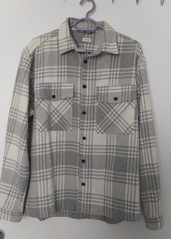 Gri Ekose Desenli Düğmeli erkek gömlek - Görsel 7