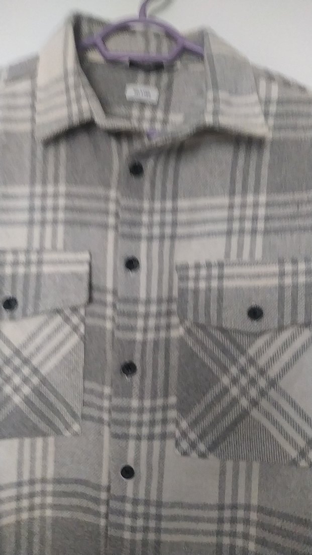 Gri Ekose Desenli Düğmeli erkek gömlek - Görsel 5