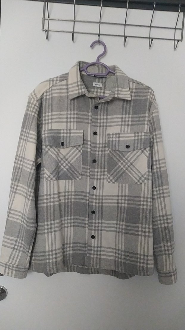 Gri Ekose Desenli Düğmeli erkek gömlek - Görsel 3